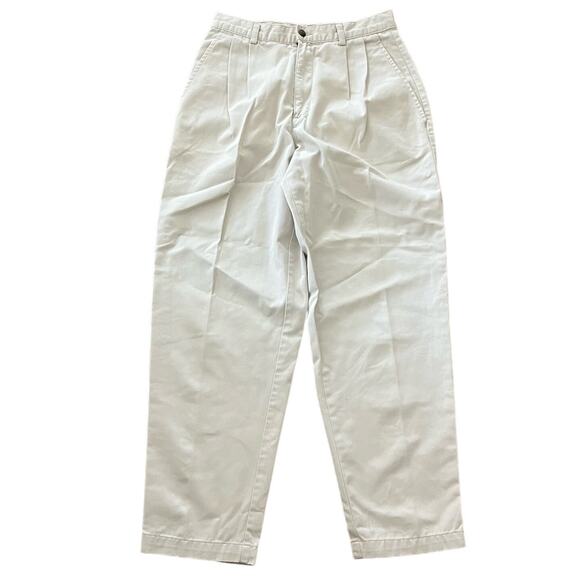 Original Vintage Pleated High Waisted 100% Cotton Light Tan Dockers-Size 8Short - Picture 1 of 6